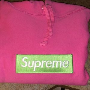 Supreme Magenta/ green hoodie FW17